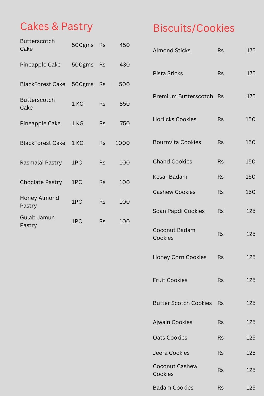 Sankla Sweets Menu 1