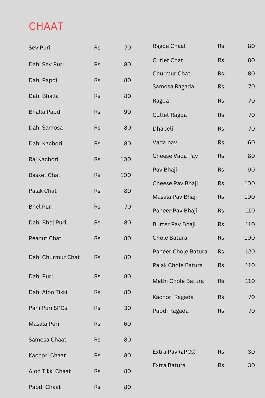 Sankla Sweets Menu 2