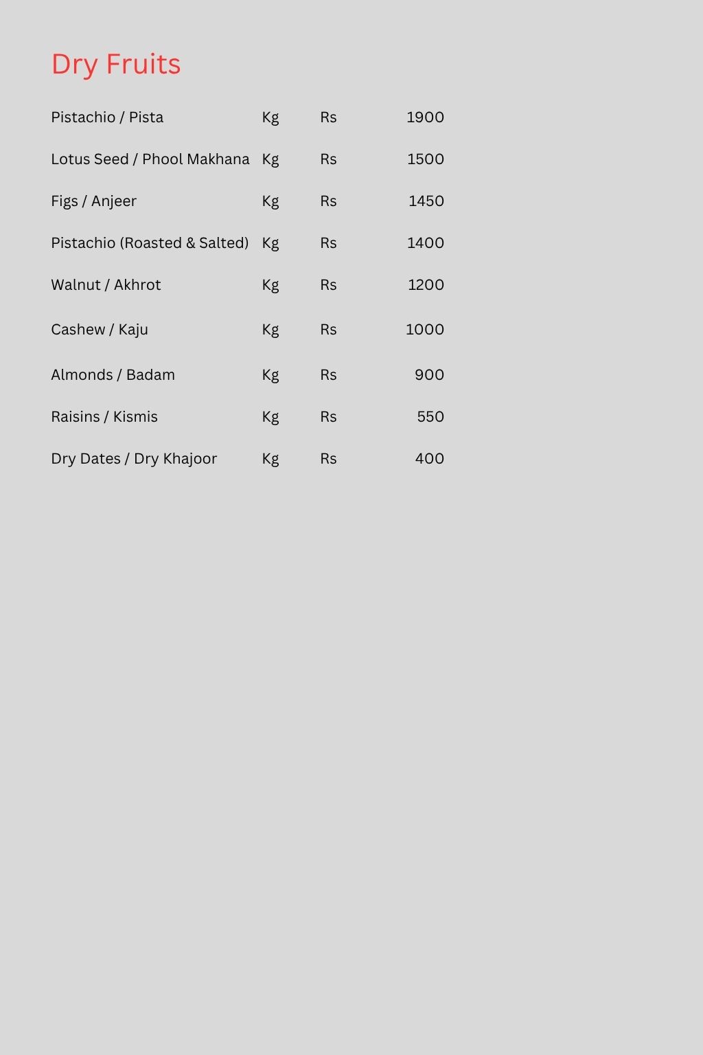 Sankla Sweets Menu 2